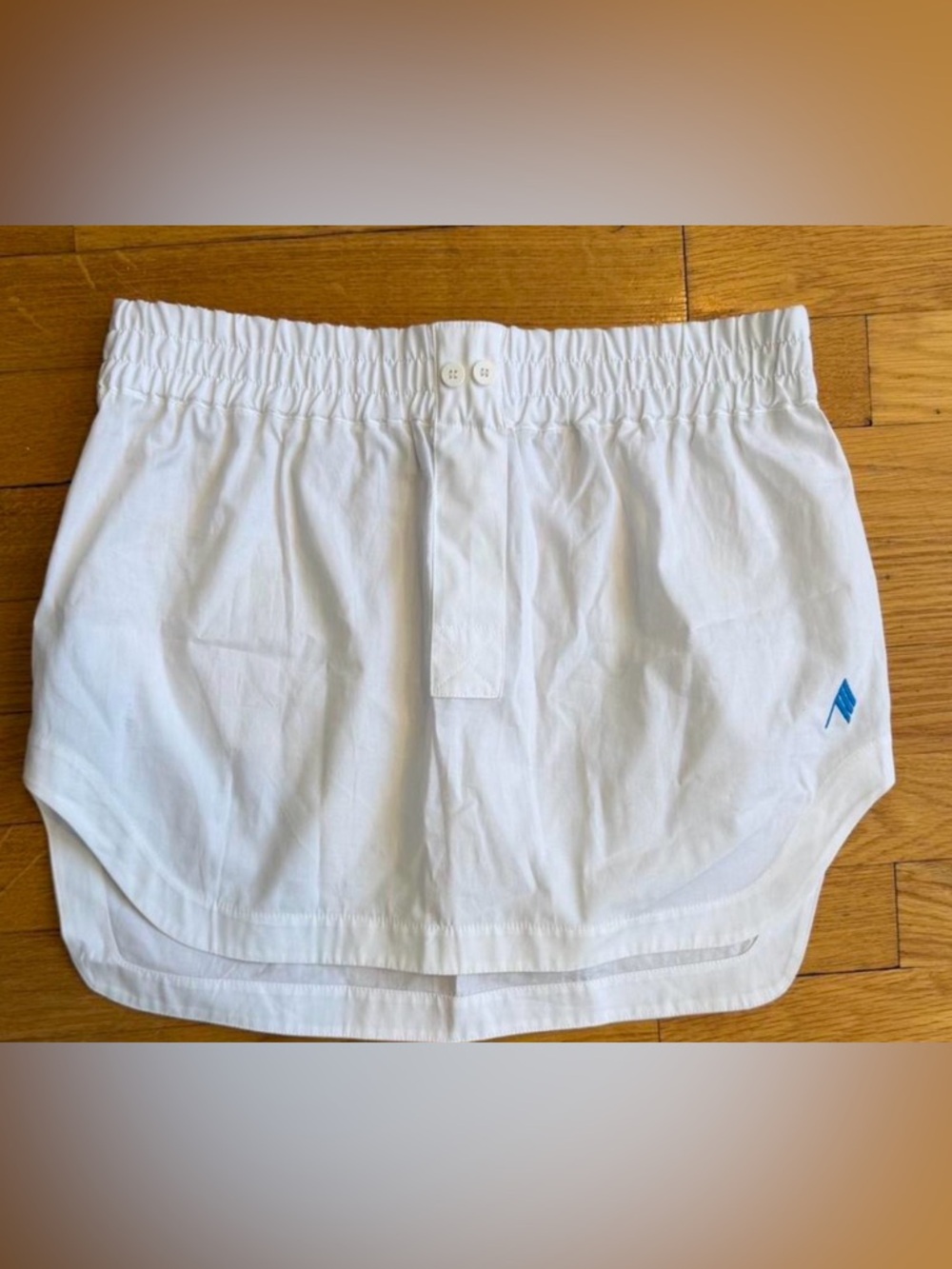 The Attico White Mini Skirt with Blue Logo